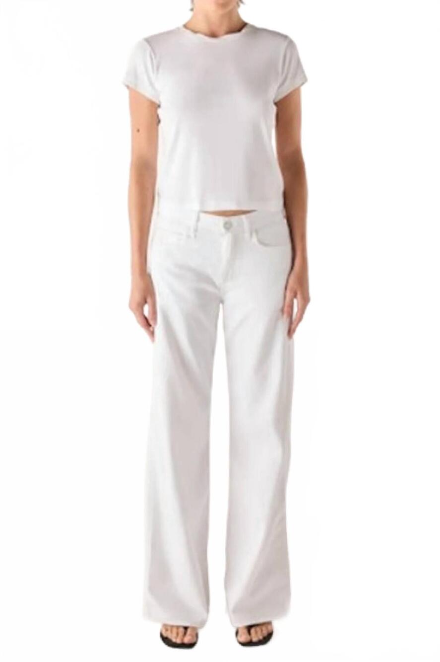 NEW AMO DENIM regina mid rise wide leg jeans in white